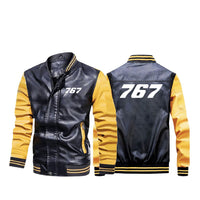 Thumbnail for 767 Flat Text Designed Stylish Leather Bomber Jackets