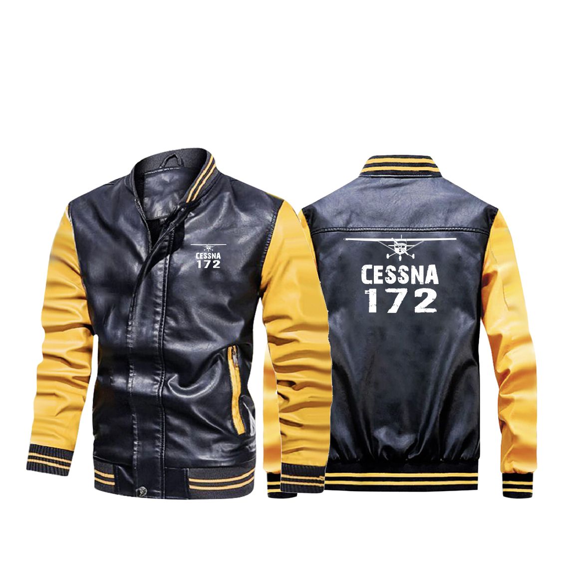 Cessna 172 & Plane Designed Stylish Leather Bomber Jackets