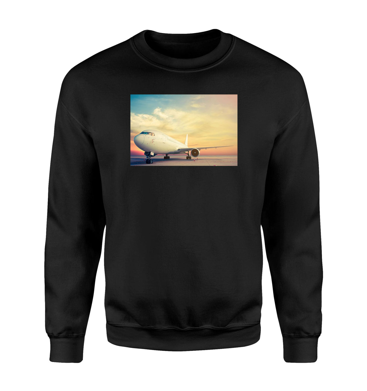 Parked Aircraft During Sunset Designed Sweatshirts