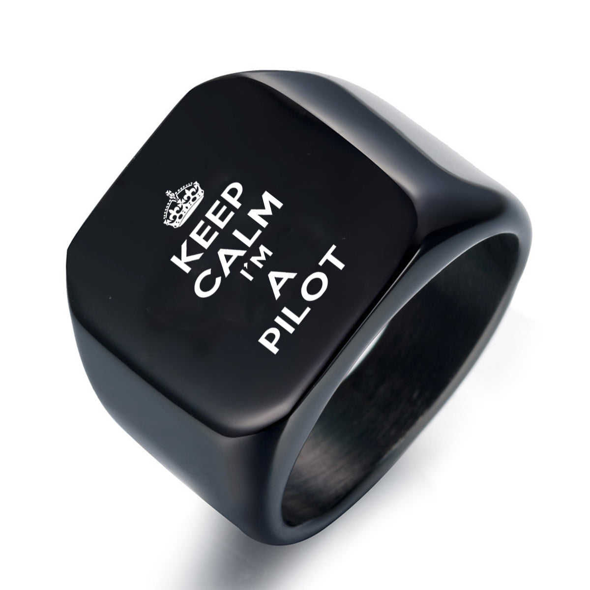Keep Calm I'm a Pilot Designed Men Rings