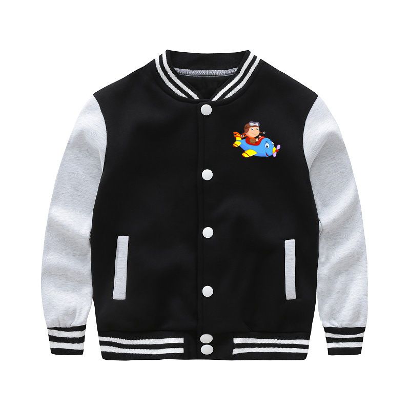 Little Boy Operating an Airplane Baseball Jacket - view 2
