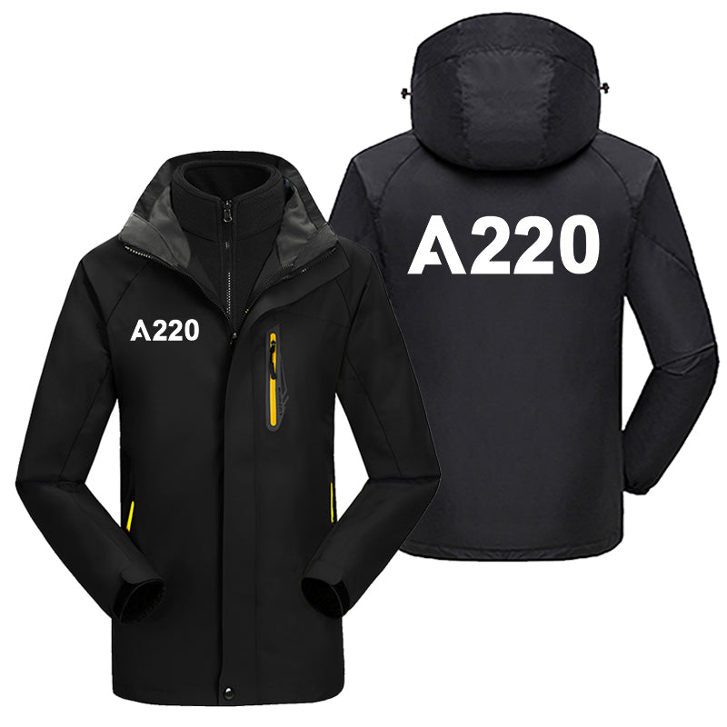 A220 Flat Text Designed Thick Skiing Jackets
