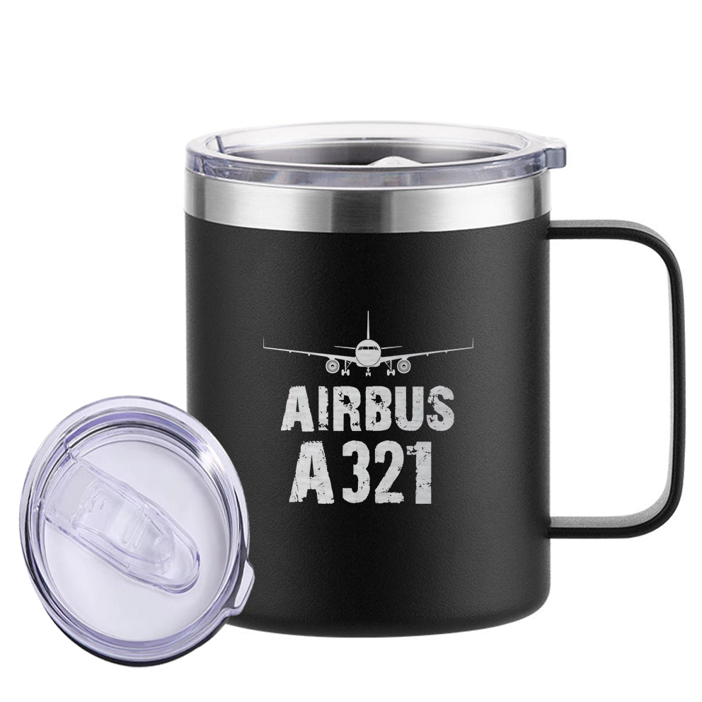 Airbus A321 & Plane Designed Stainless Steel Laser Engraved Mugs