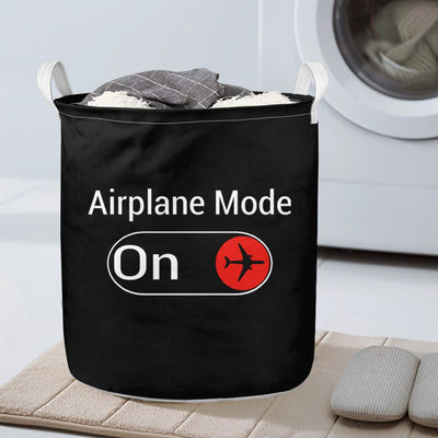 Airplane Mode On aviation design on durable fabric with reinforced handles laundry basket.
