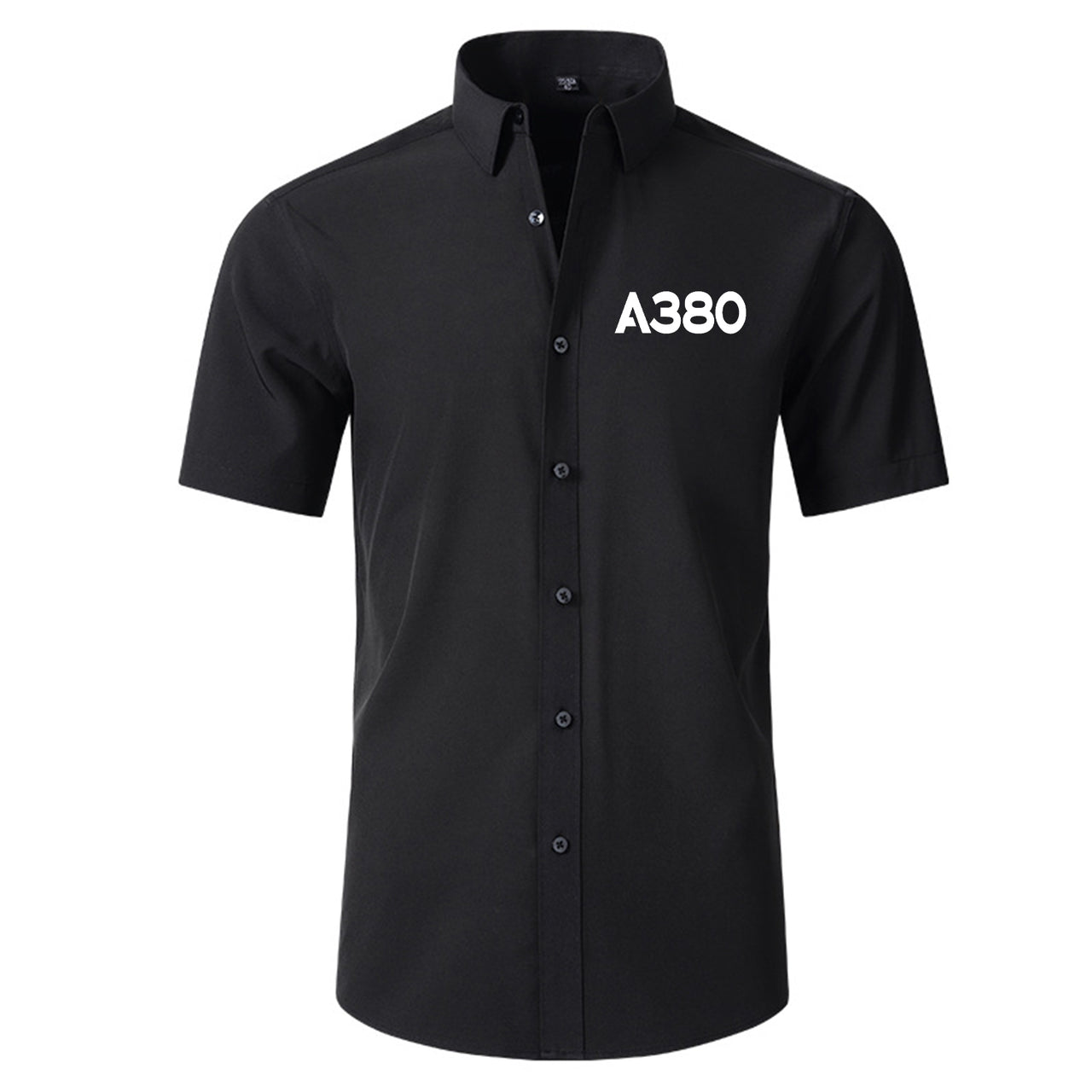 A380 Flat Text Designed Short Sleeve Shirts
