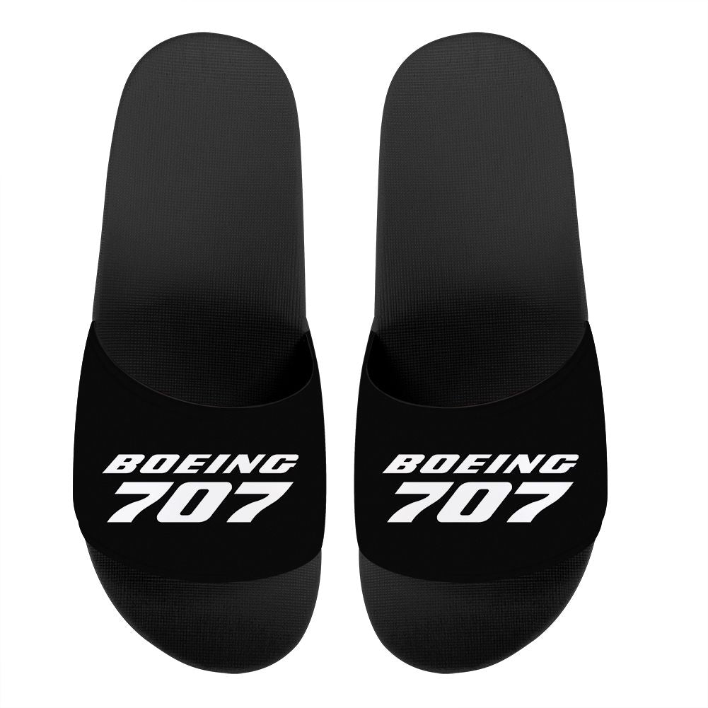 Boeing 707 & Text Designed Sport Slippers
