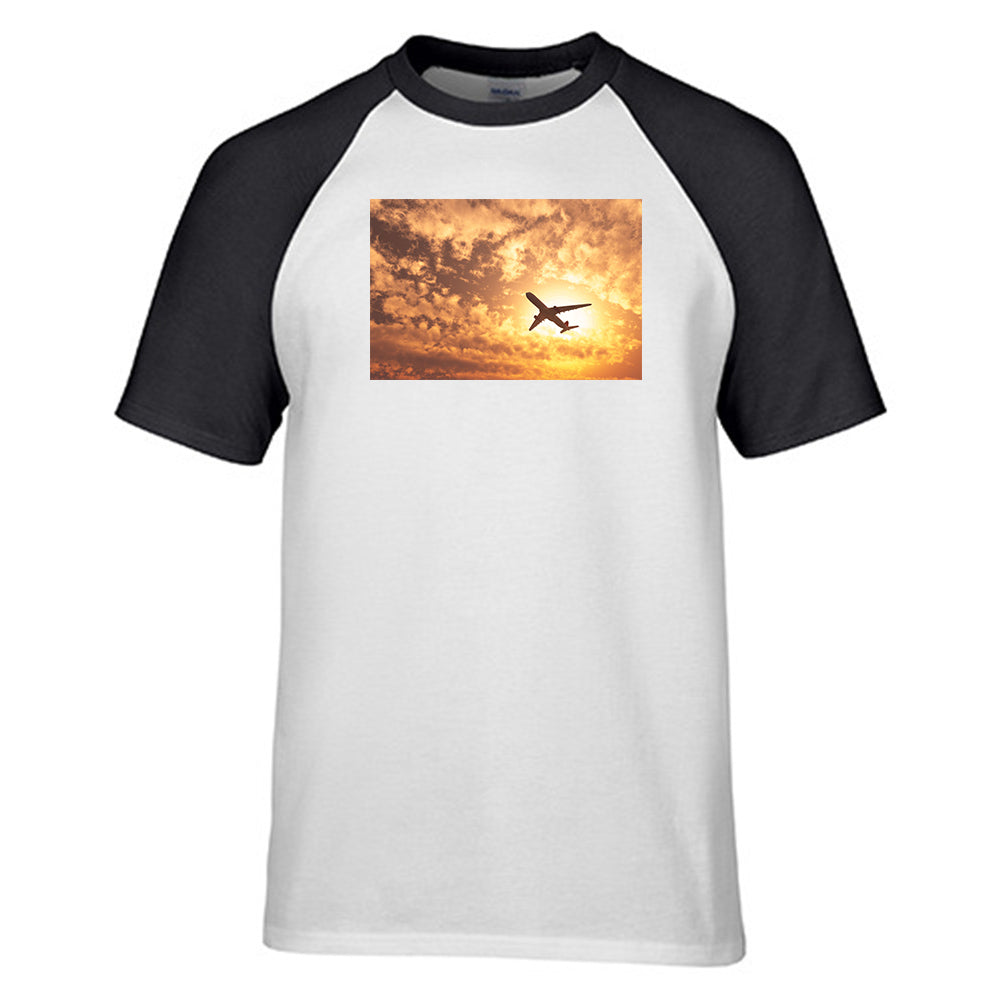 Plane Passing By Designed Raglan T-Shirts