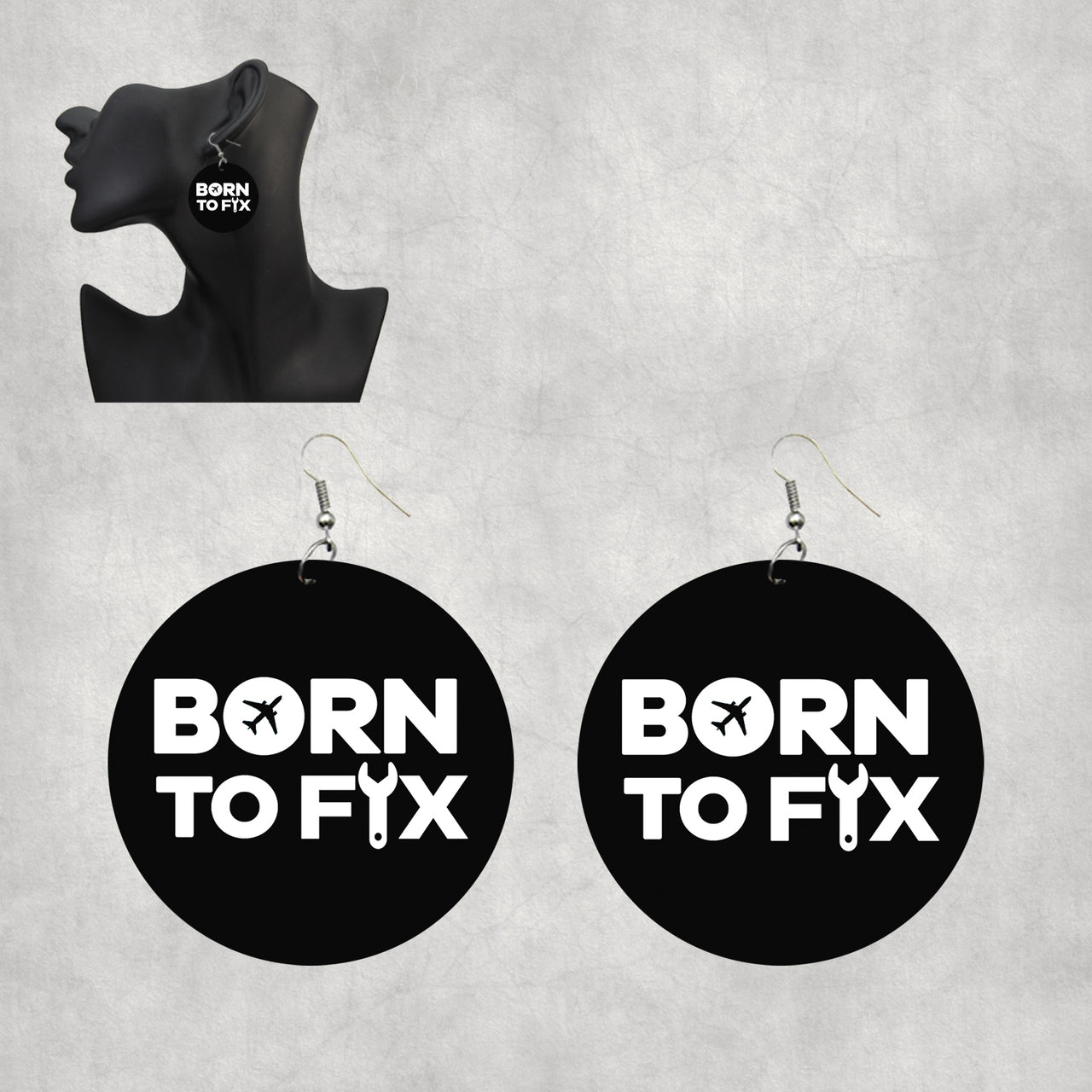 Born To Fix Airplanes Designed Wooden Drop Earrings