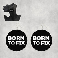 Thumbnail for Born To Fix Airplanes Designed Wooden Drop Earrings