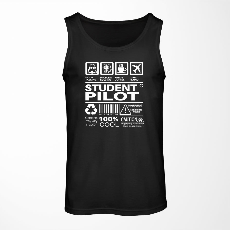 Student Pilot Label Designed Tank Tops