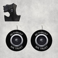 Thumbnail for In Thrust We Trust Designed Wooden Drop Earrings