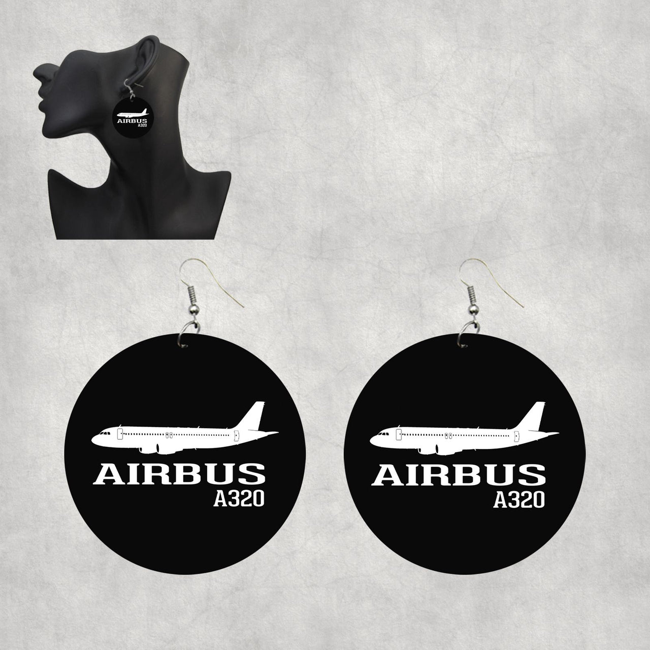 Airbus A320 Printed Designed Wooden Drop Earrings
