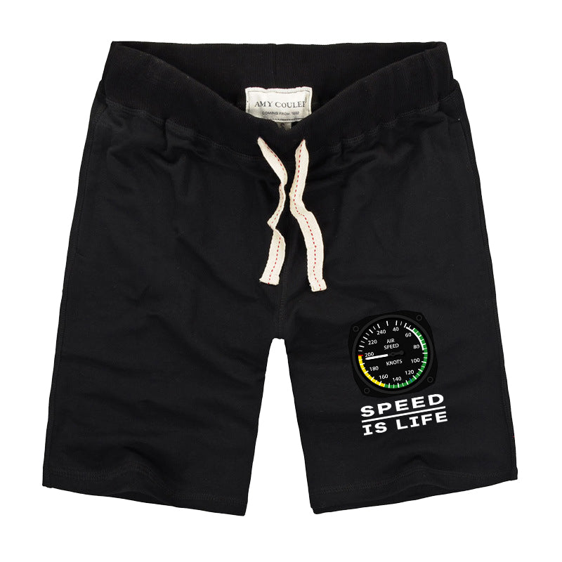 Speed Is Life Designed Cotton Shorts