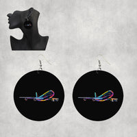 Thumbnail for Multicolor Airplane Designed Wooden Drop Earrings