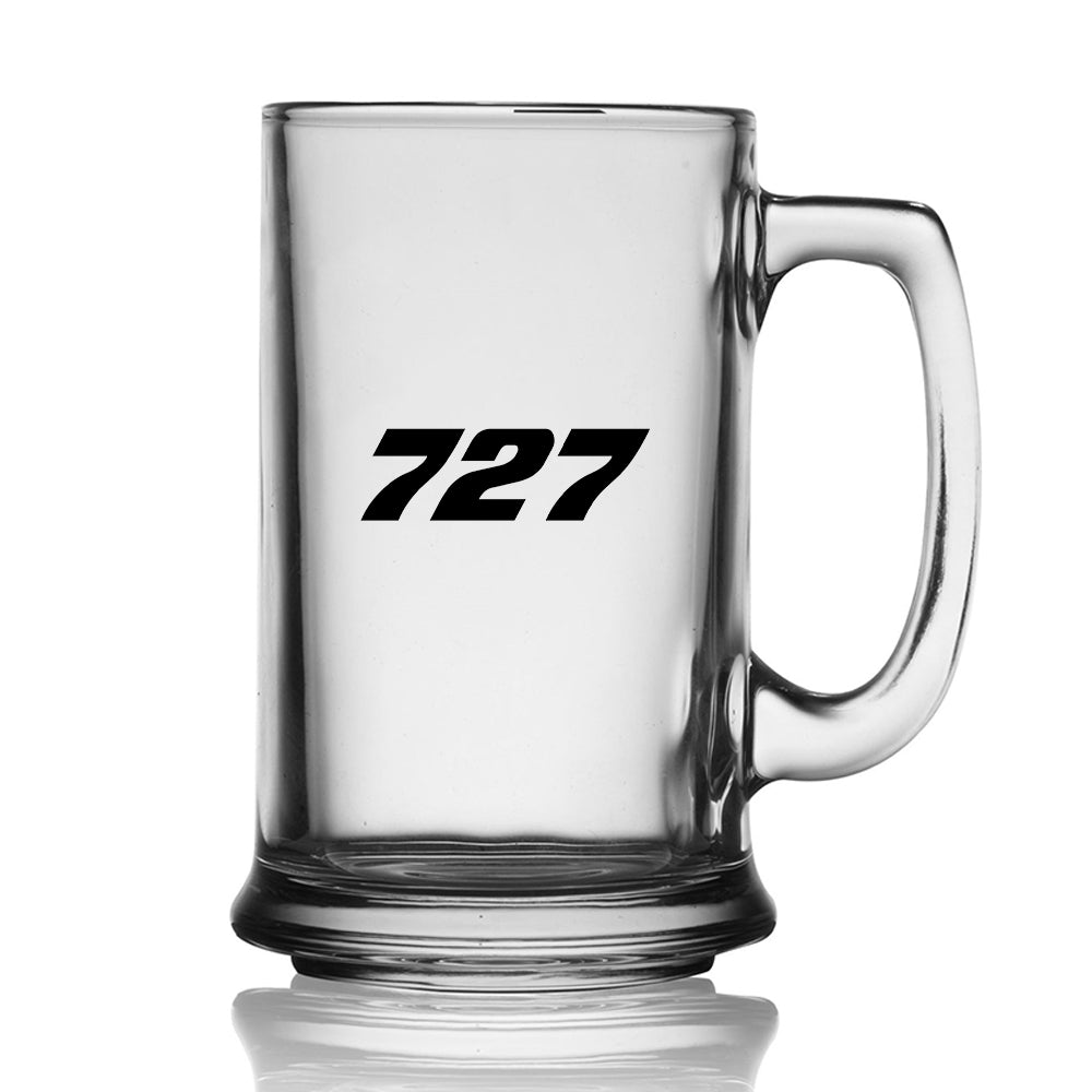 727 Flat Text Designed Beer Glass with Holder