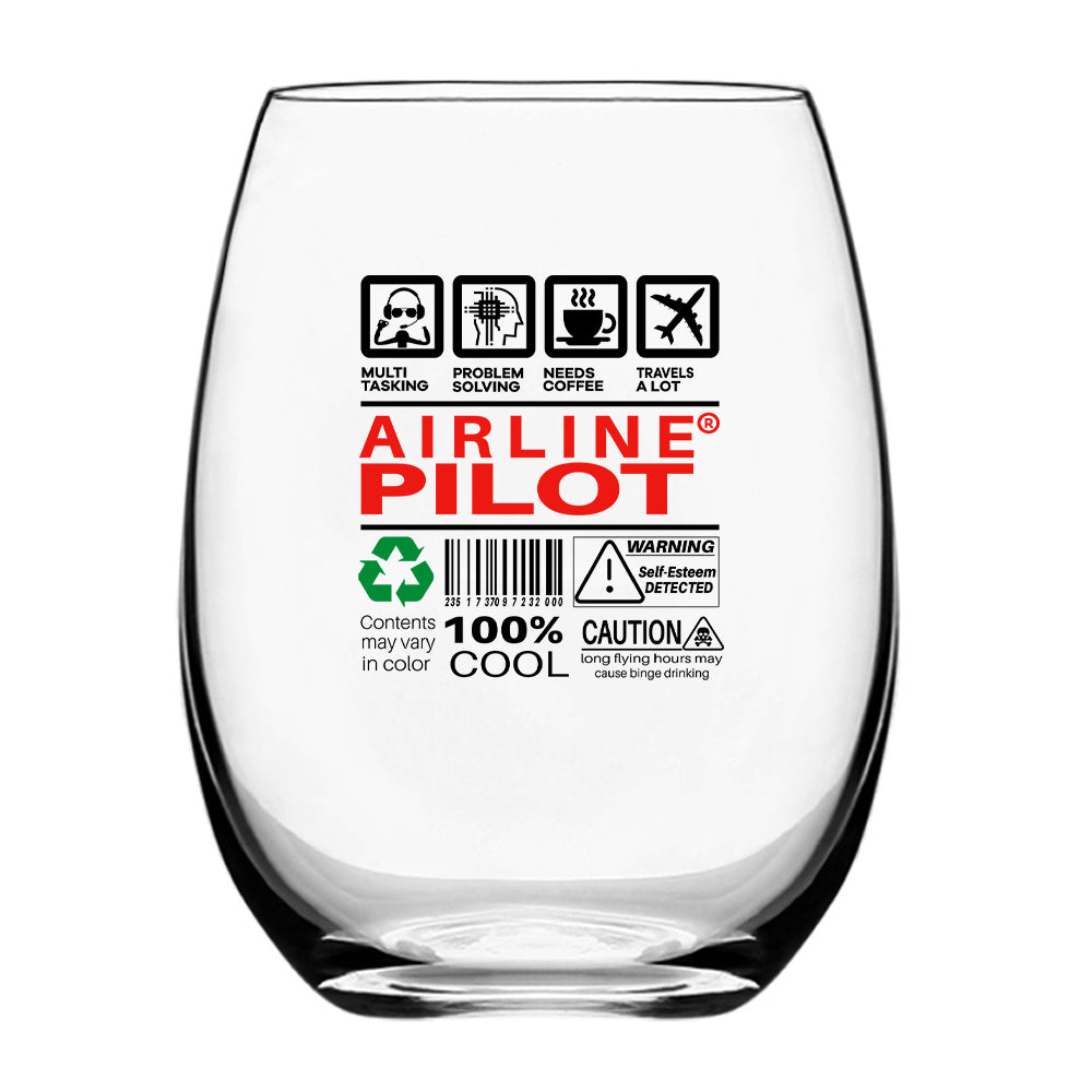 Airline Pilot Label Designed Water & Drink Glasses