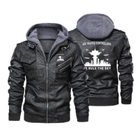 Thumbnail for Air Traffic Controllers - We Rule The Sky Designed Hooded Leather Jackets
