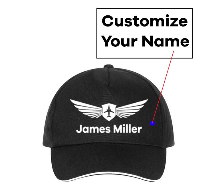 Customizable Name & Badge Designed Hats Pilot Eyes Store Black 