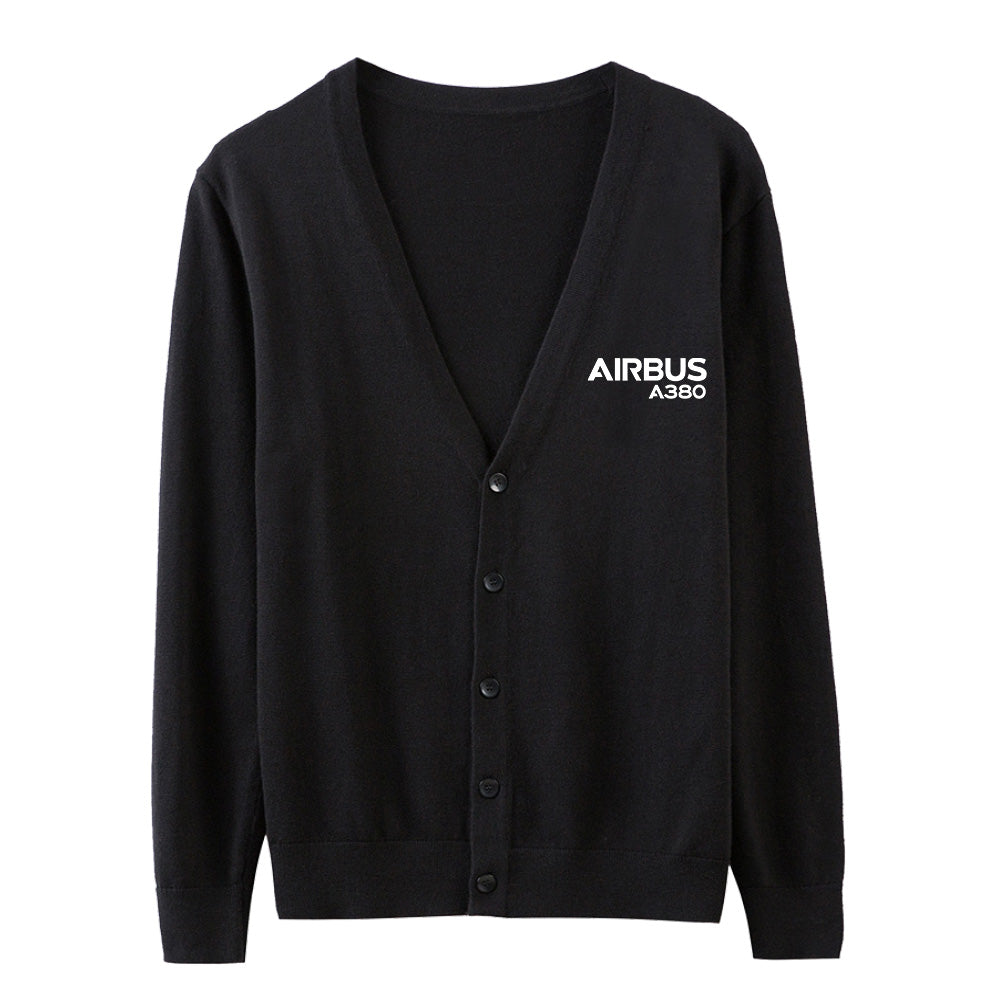 Airbus A380 & Text Designed Cardigan Sweaters