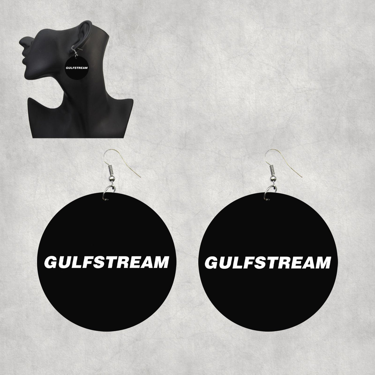 Gulfstream & Text Designed Wooden Drop Earrings