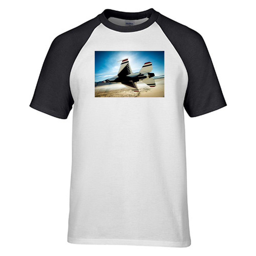 Turning Right Fighter Jet 16 Designed Raglan T-Shirts