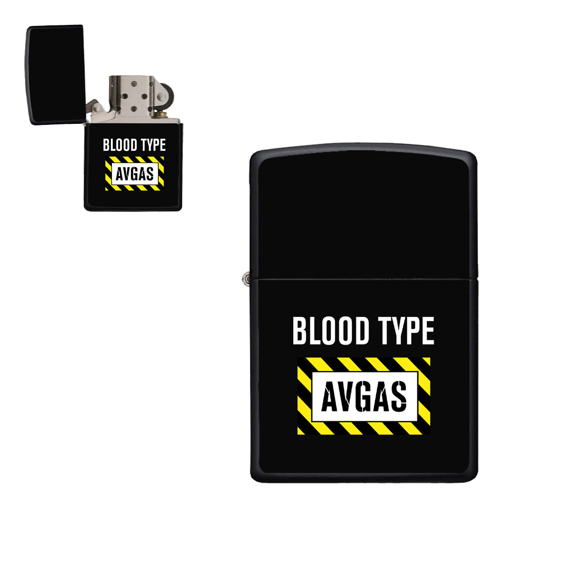 Blood Type AVGAS Designed Metal Lighters