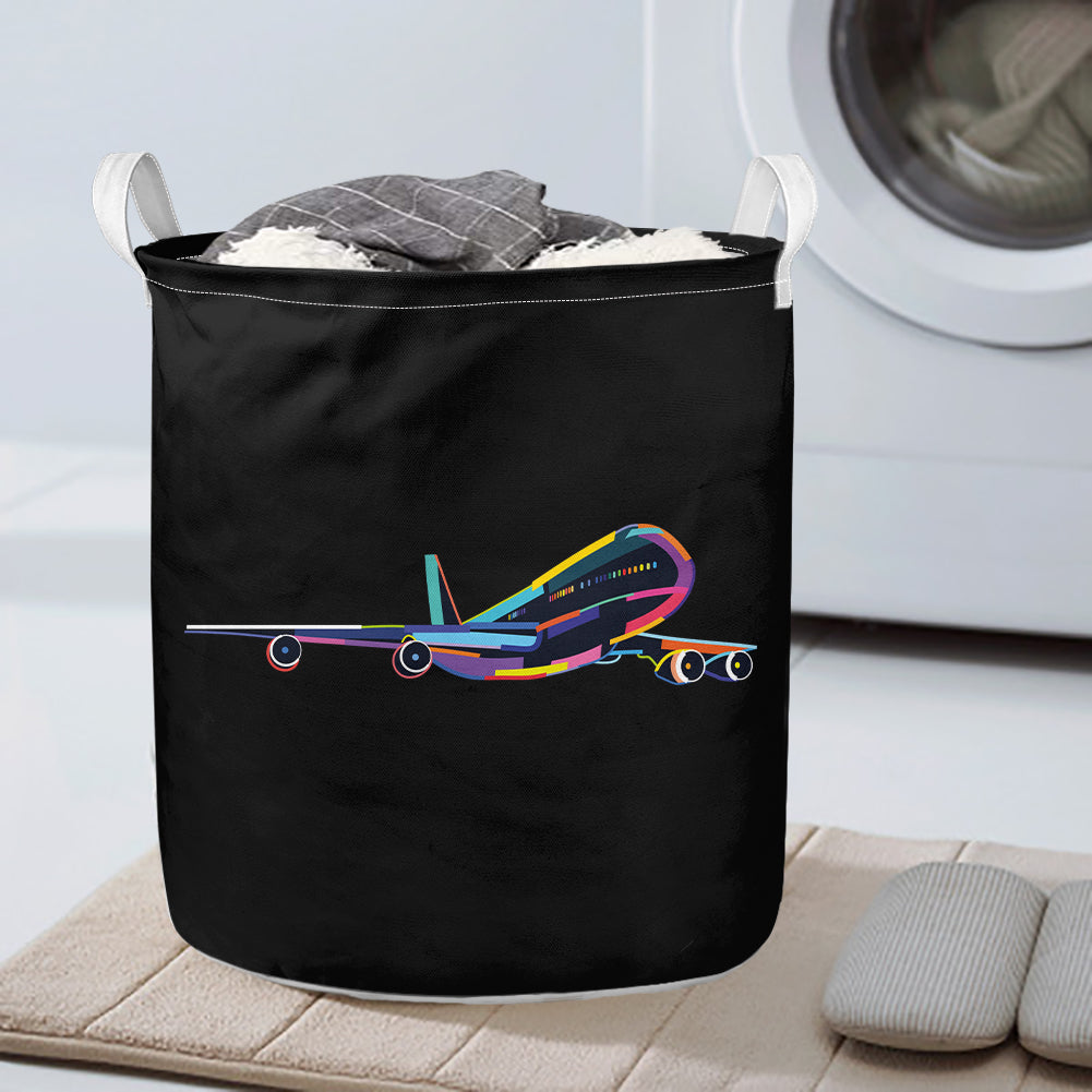 Multicolor Airplane Designed Laundry Baskets
