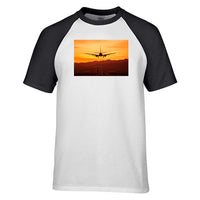 Thumbnail for Landing Aircraft During Sunset Designed Raglan T-Shirts