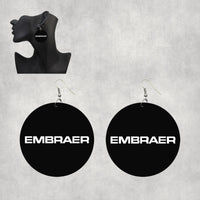 Thumbnail for Embraer & Text Designed Wooden Drop Earrings
