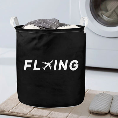 Flying aviation design on durable fabric with reinforced handles laundry basket.