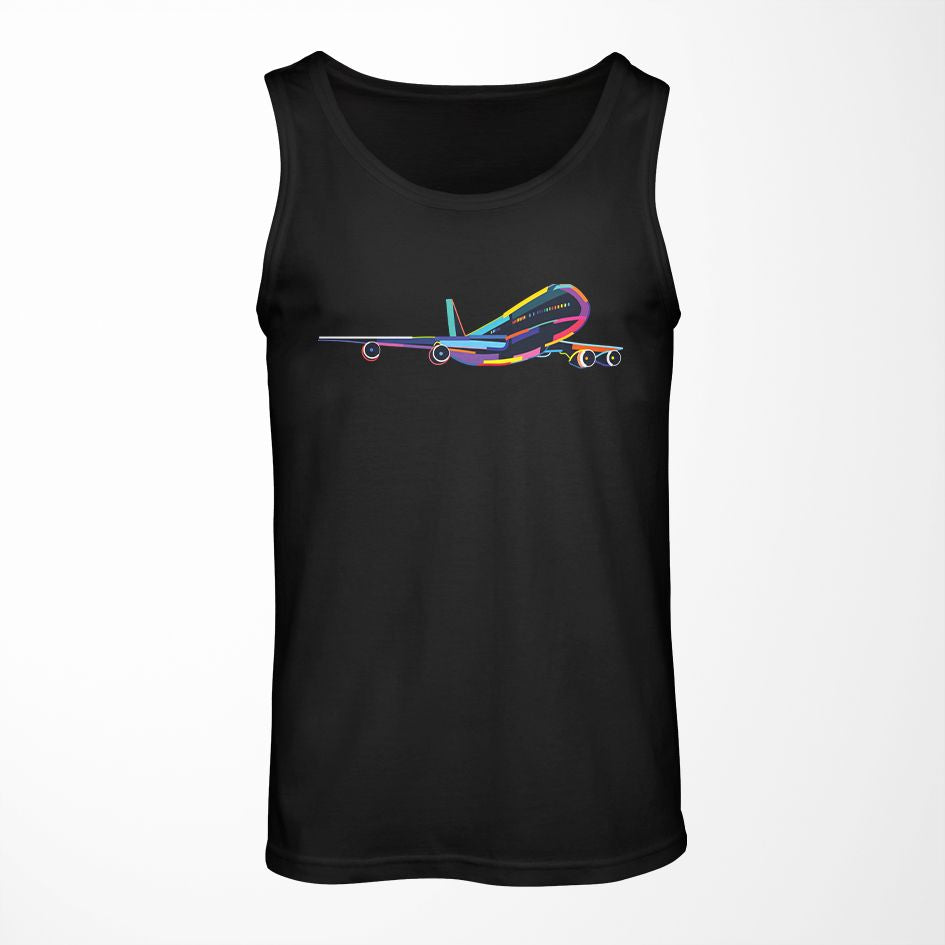 Multicolor Airplane Designed Tank Tops