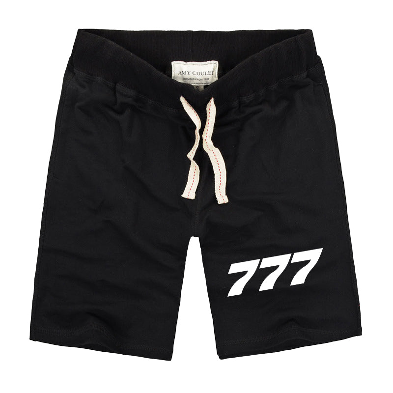 777 Flat Text Designed Cotton Shorts