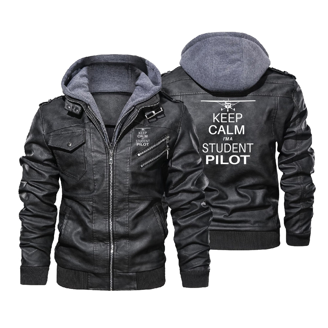 Student Pilot Designed Hooded Leather Jackets