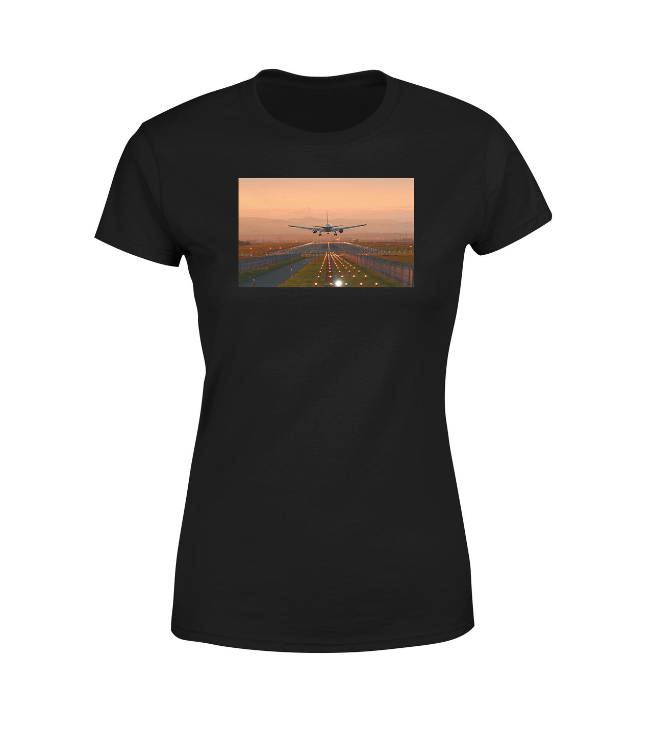Super Cool Landing During Sunset Designed Women T-Shirts