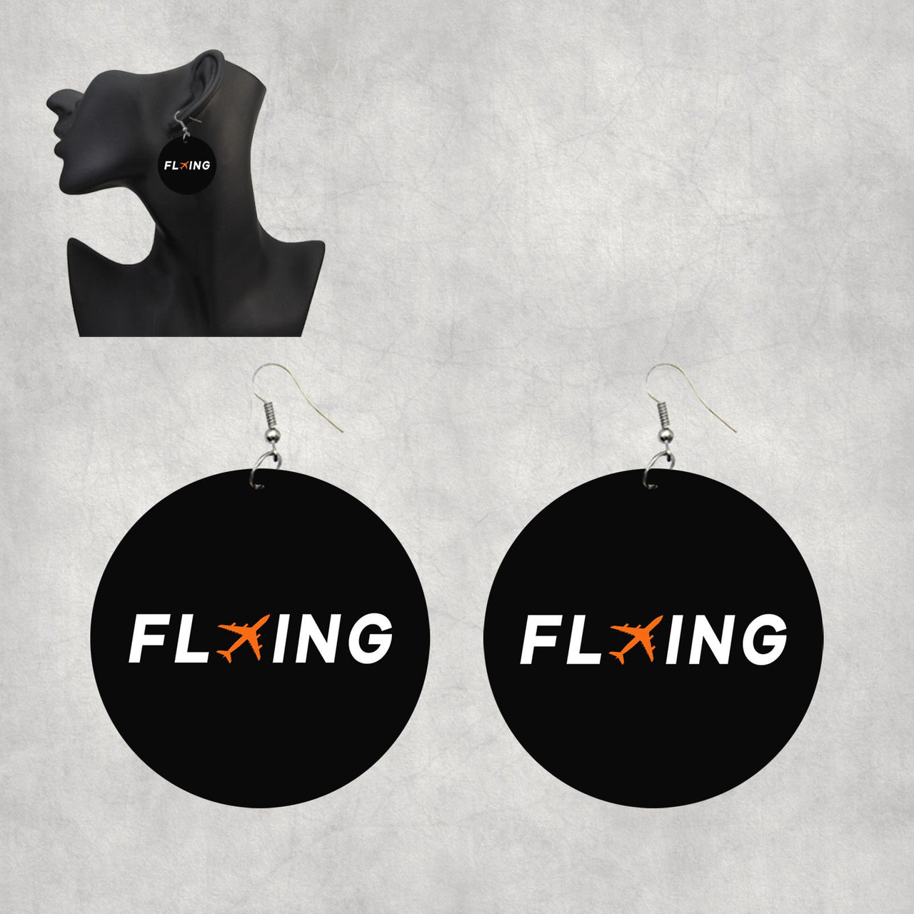 Flying Designed Wooden Drop Earrings