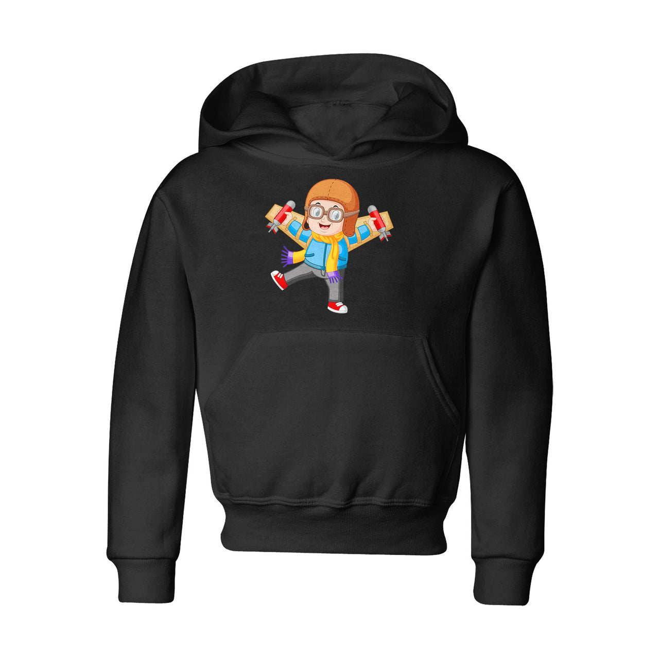 Cute Little Boy Pilot Costume Playing With Wings Designed "CHILDREN" Hoodies
