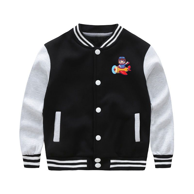 Cute Boy Driving Plane Cartoon Designed "CHILDREN" Baseball Jackets