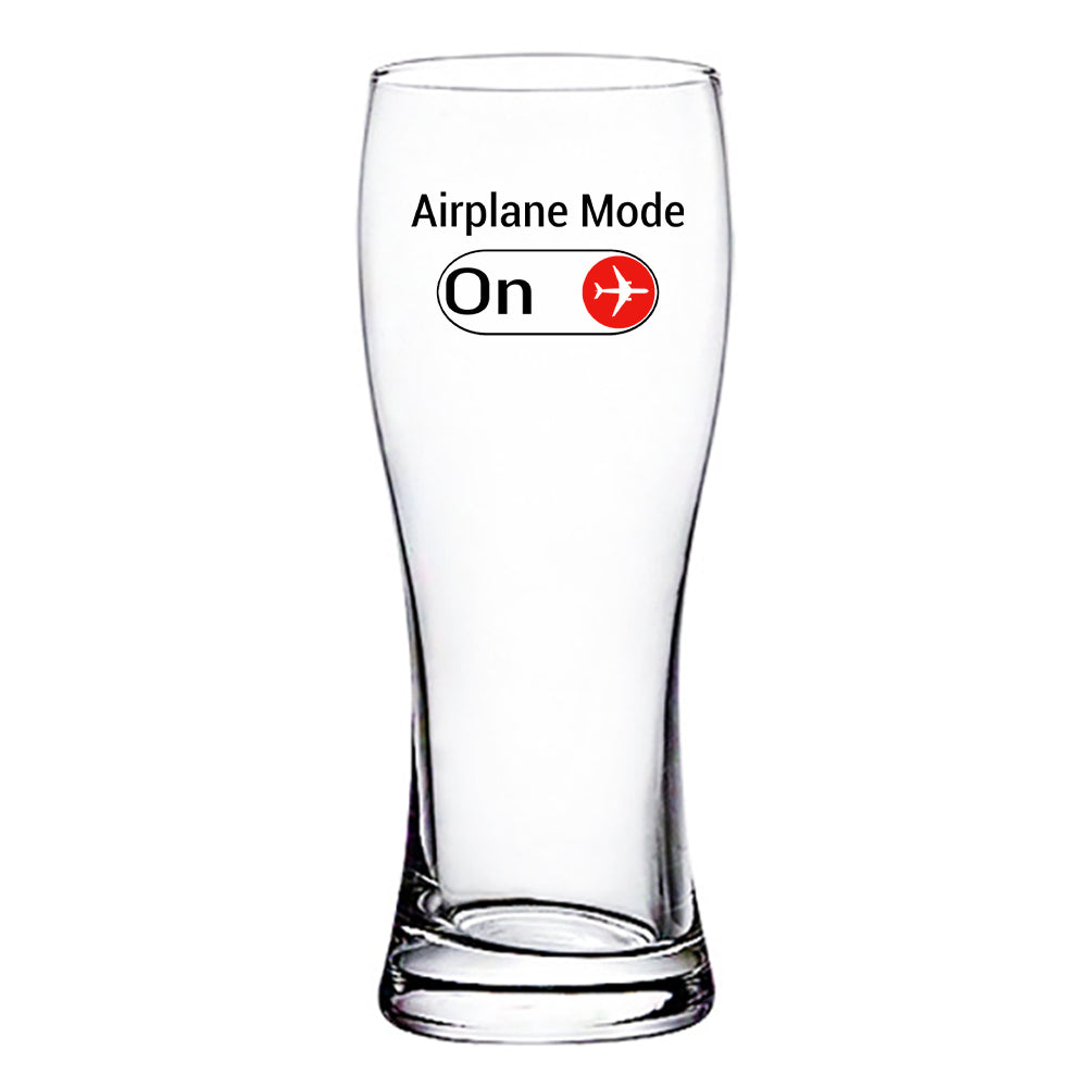 Airplane Mode On Designed Pilsner Beer Glasses