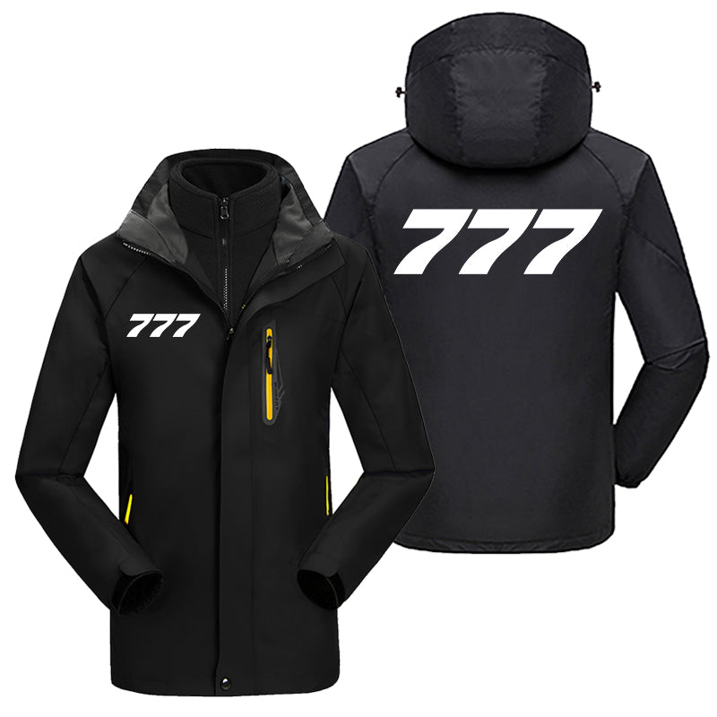 777 Flat Text Designed Thick Skiing Jackets