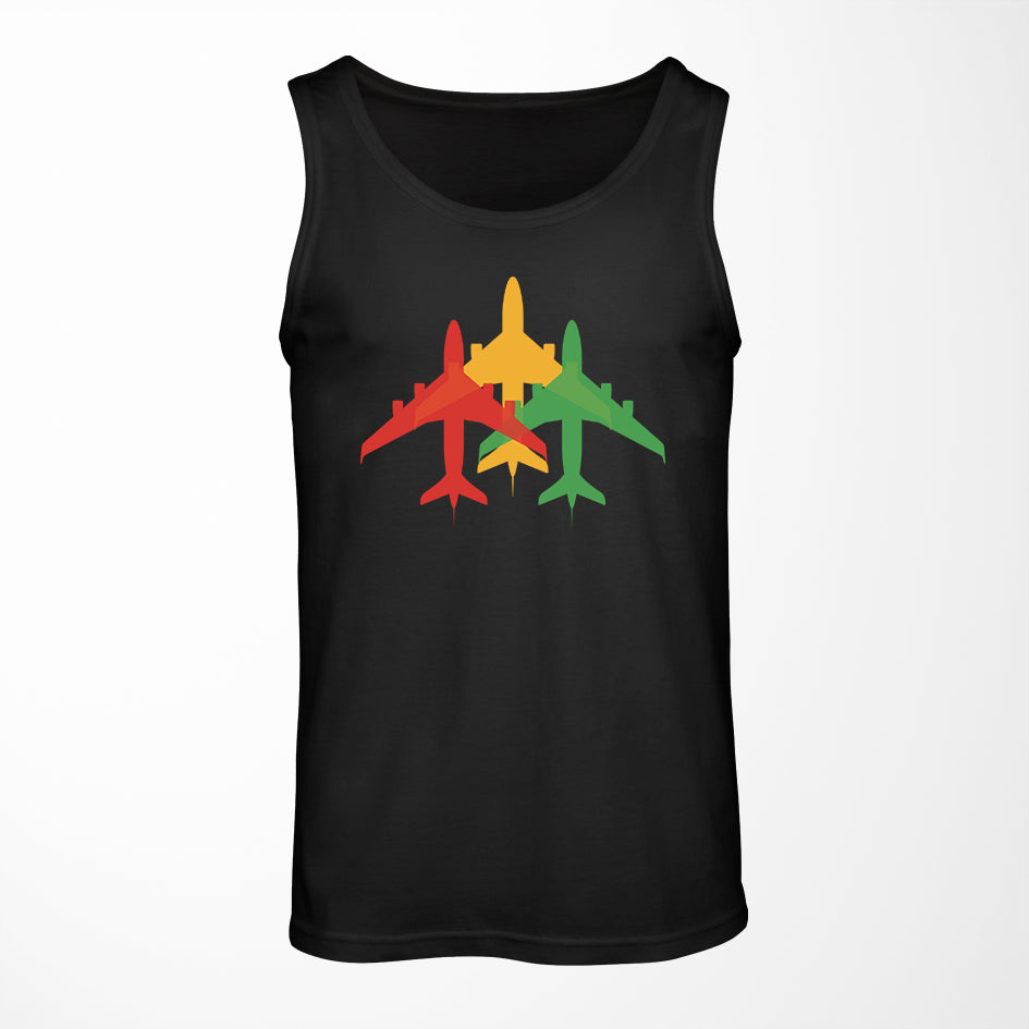 Colourful 3 Airplanes Designed Tank Tops