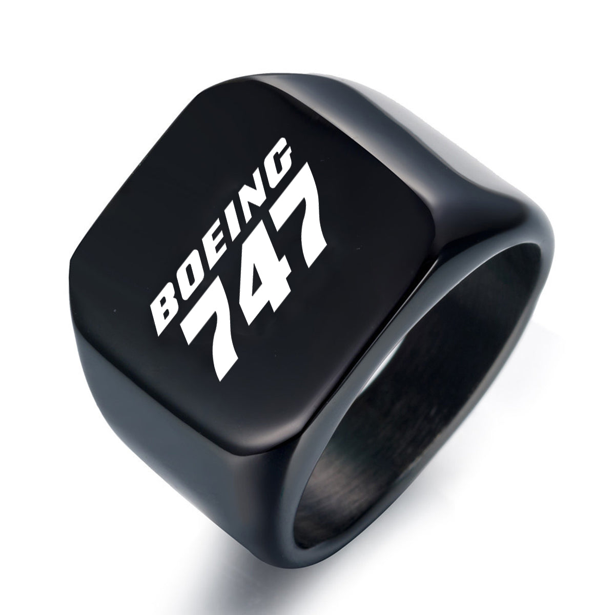 Boeing 747 & Text Designed Men Rings
