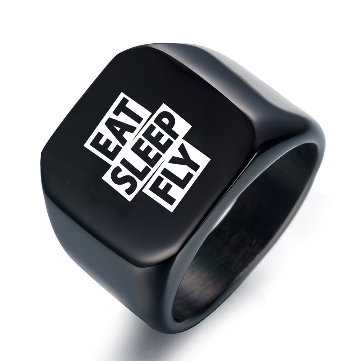 Eat Sleep Fly Designed Men Rings