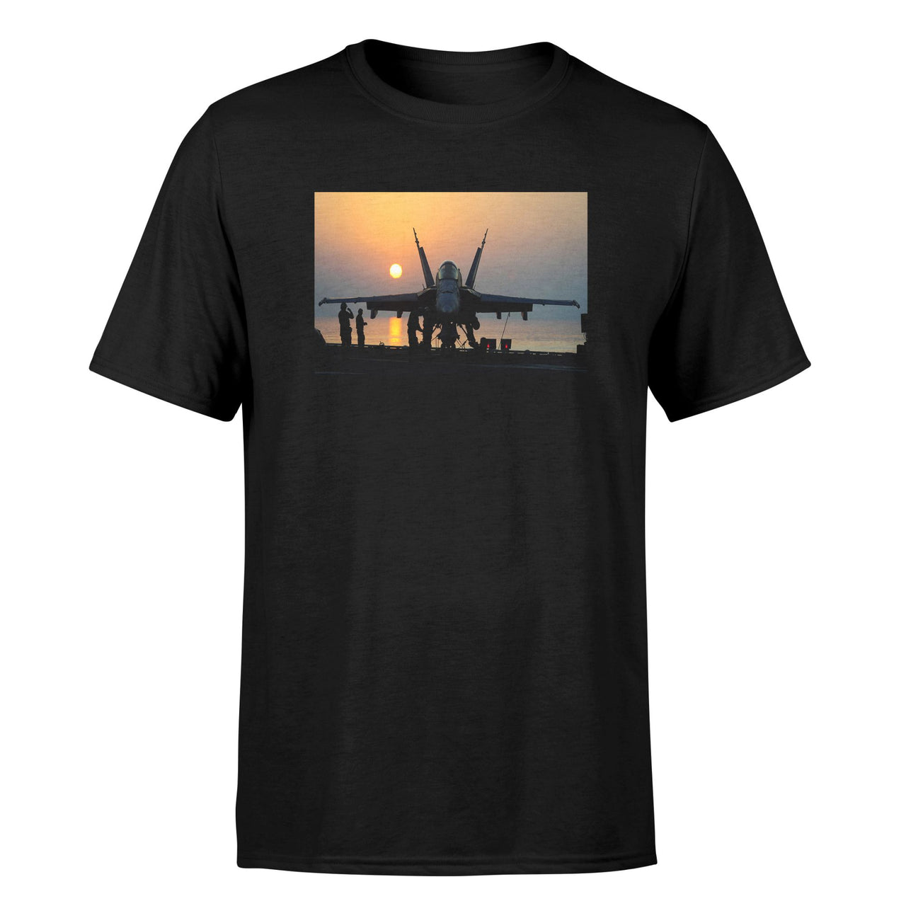 Military Jet During Sunset Designed T-Shirts