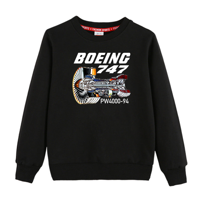 Boeing 747 & PW4000-94 Engine Designed "CHILDREN" Sweatshirts