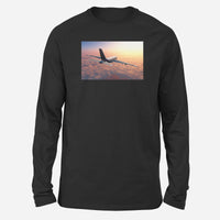 Thumbnail for Super Cruising Airbus A380 over Clouds Designed Long-Sleeve T-Shirts