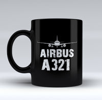Thumbnail for Airbus A321 & Plane Designed Black Mugs