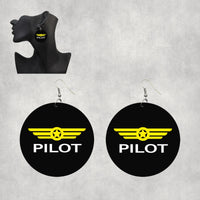 Thumbnail for Pilot & Badge Designed Wooden Drop Earrings