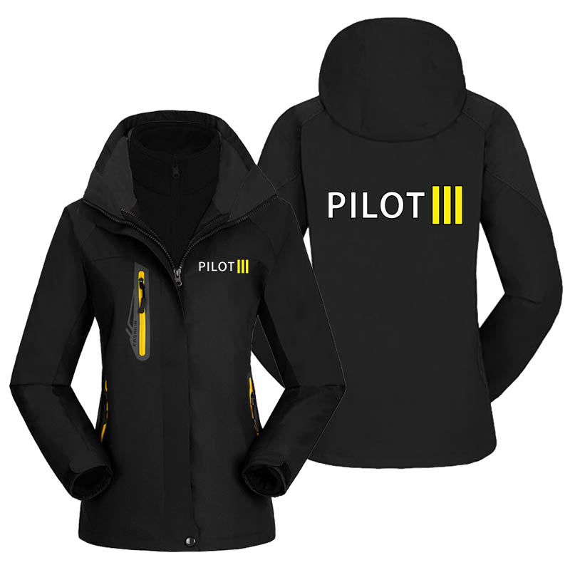 Pilot & Stripes (3 Lines) Designed Thick "WOMEN" Skiing Jackets