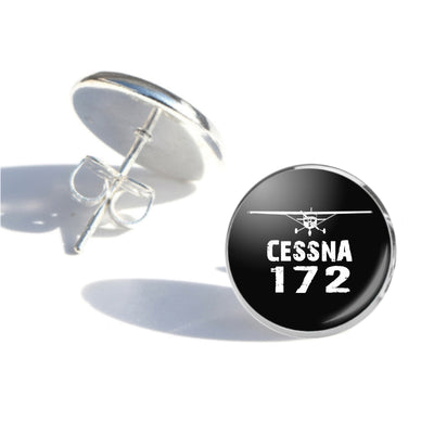 Side view of Cessna 172 & Plane aviation stud earrings in stainless steel, polished finish.
