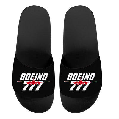 Amazing Boeing 777 aviation design on durable rubber sole with cushion sport slippers.
